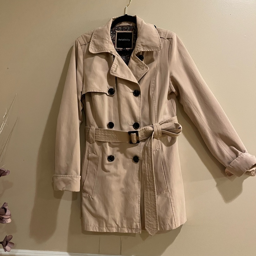 Beige Double-Breasted Women's Trench Coat